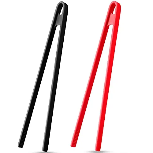 Silicone Cooking Tongs Tweezers, 11.8 in, pack of 2, black