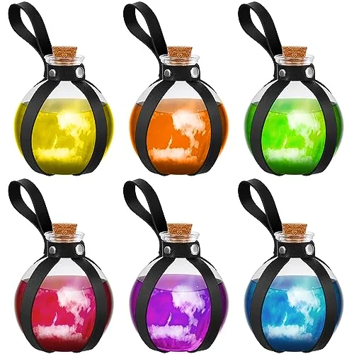 Halloween Glass Potion Bottles Cork, pack of 6, black