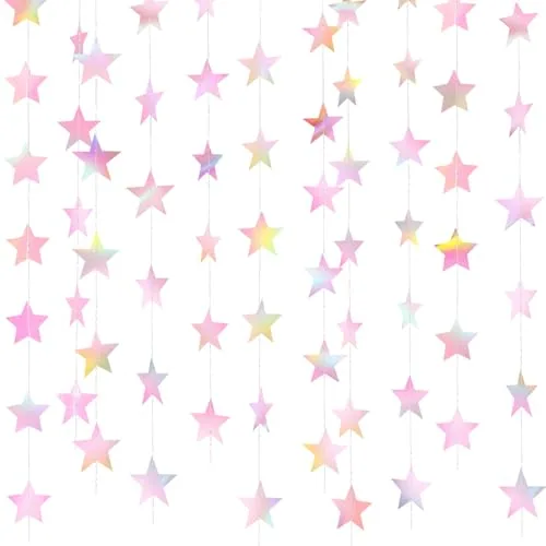 Star Garland Banner, 130 ft, pink