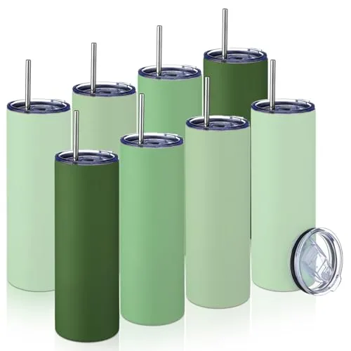 Tumbler Travel Coffee Mugs Lid, 20oz, pack of 8, green