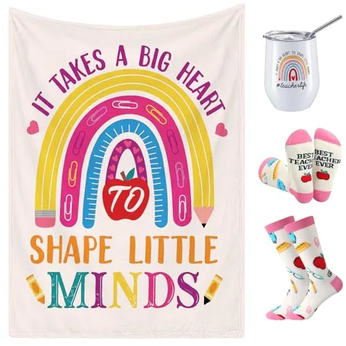 Teacher Throw Blanket Tumbler Socks, pack of 3