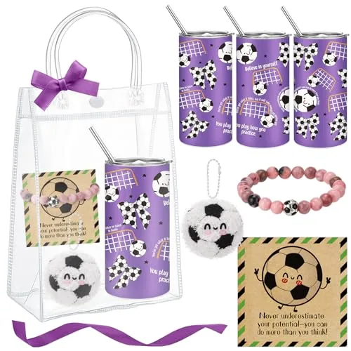 Soccer Tumbler Bracelet Keychain, 15 oz, pack of 5, purple