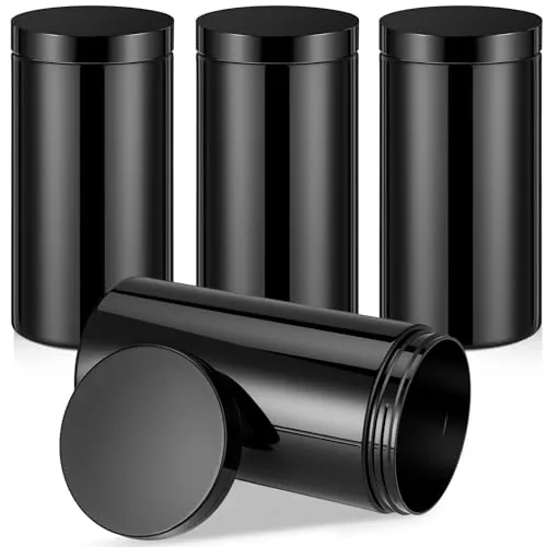 Wide-mouth Plastic Container, 32 oz, pack of 4, black
