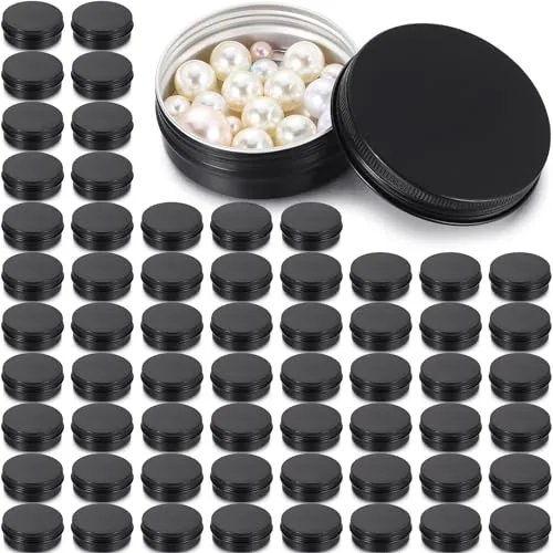 Lip Balm Tin Containers Screw, 2 oz, pack of 64, black