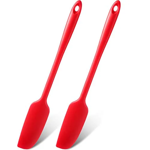 Silicone Jar Spatula Long Handle, pack of 2, red