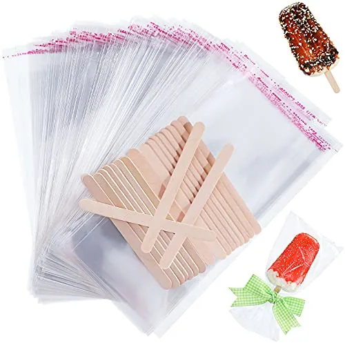Ice Lolly Sticks Clear Self-adhesive, pack of 300, clear