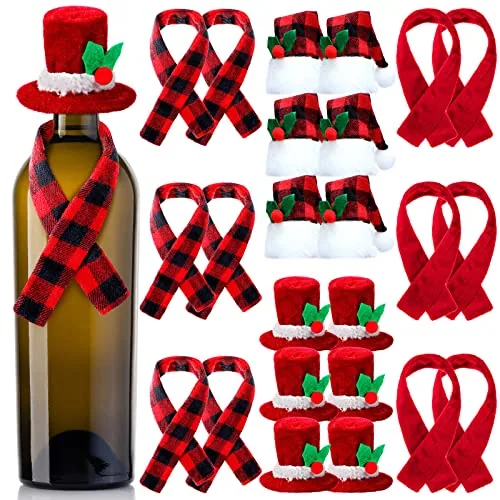 Christmas Wine Bottle Buffalo Plaid, pack of 24