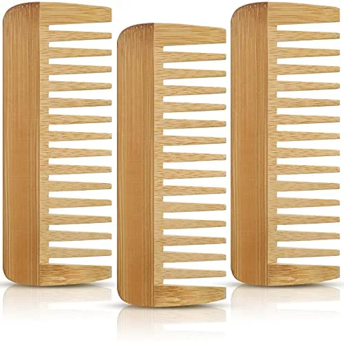 Wide Tooth Bamboo Combs, pack of 3