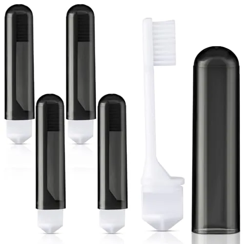 Travel Toothbrush Mini Foldable Case, pack of 4, black