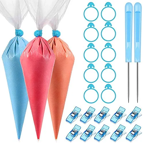 Piping Bag Tipless Ties Clips, 14 in, pack of 122, blue