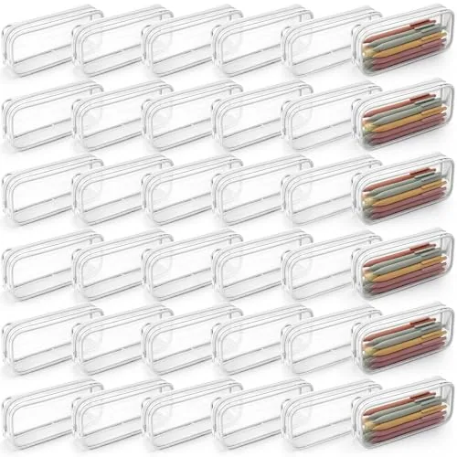 Clear Pvc Zipper Pencil Bag, pack of 30, clear