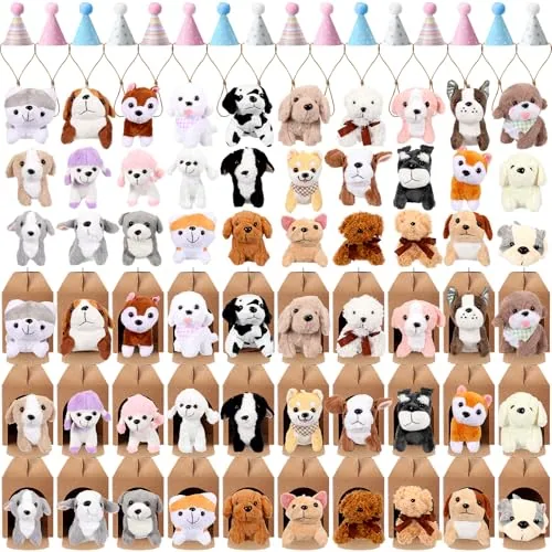 Mini Plush Dogs Adopt Favors, pack of 90, assorted