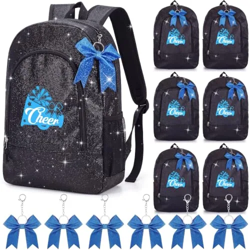 Cheer Backpack Bow Keychain Cheerleading, pack of 6, black