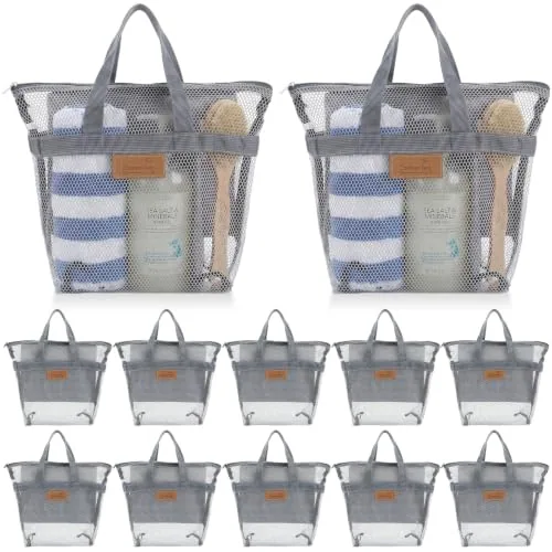 Mesh Shower Caddy Portable Large, 12.2 x 10.24 in, pack of 12, grey