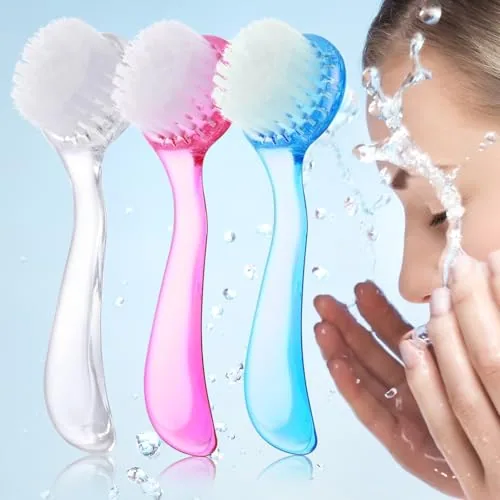 Facial Cleansing Brush Face Scrub, pack of 3, pink