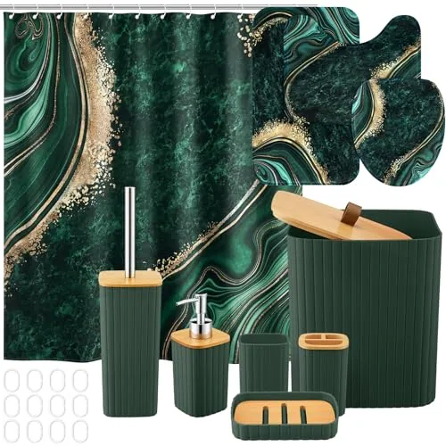 Emerald Green Marble Bathroom Shower, pack of 10, green