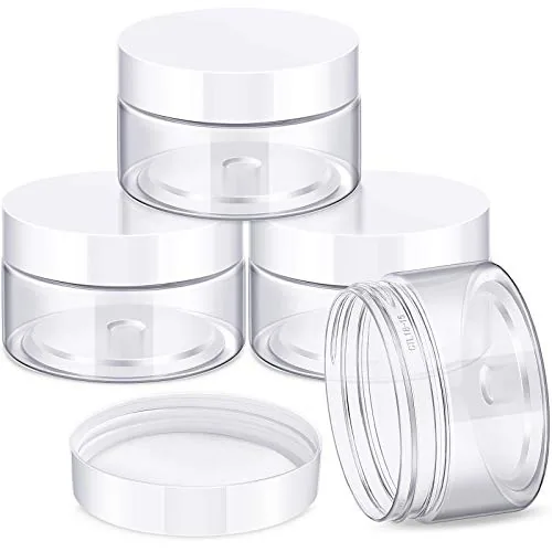 Plastic Jars Wide Mouth Lids, 1 oz, pack of 4, white